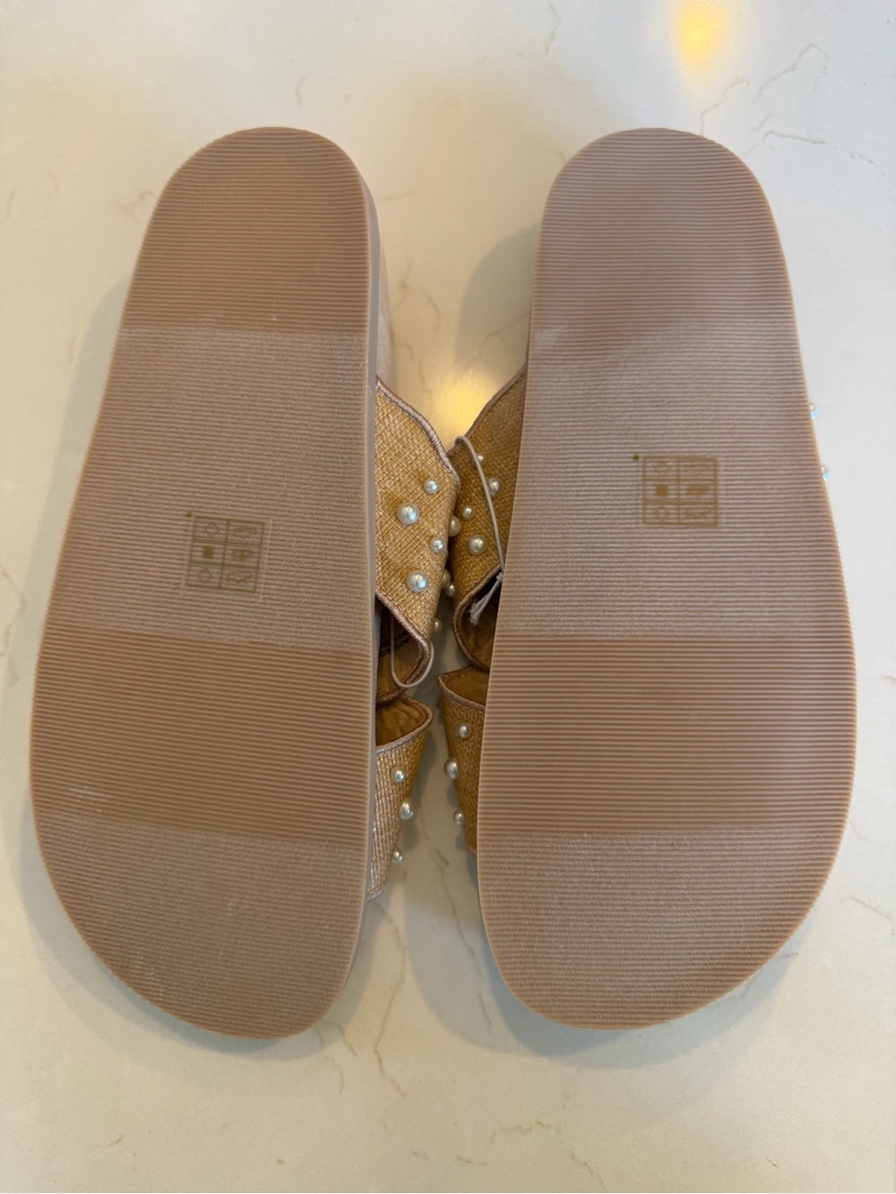 NWT J. Crew Factory Scalloped Slide Sandal Textile Flocking Pearls / 10 - Picture 5 of 7